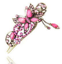 Women Rhinestone Two Butterflies Hair Barrette Clip Hairpin Style J4U66