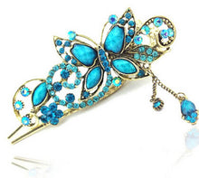 Women Rhinestone Two Butterflies Hair Barrette Clip Hairpin Style J4U66