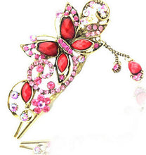 Women Rhinestone Two Butterflies Hair Barrette Clip Hairpin Style J4U66