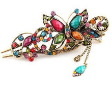 Women Rhinestone Two Butterflies Hair Barrette Clip Hairpin Style J4U66