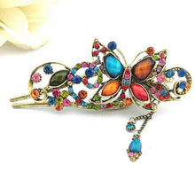 Women Rhinestone Two Butterflies Hair Barrette Clip Hairpin Style J4U66