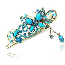 Women Rhinestone Two Butterflies Hair Barrette Clip Hairpin Style J4U66