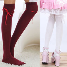 Ribbon Bow Boot Stocking Thigh-High Over Knee Thigh High Long Stockings PY3 J4U66