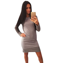 Women Sexy Bandage Long Sleeve Bodycon Party Warm O-Neck Pencil Mini Dress J4U66