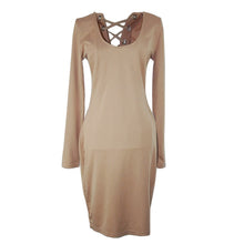 Women Sexy Bodycon Bandage Dress Backless Drawstring Hip Wrap Long Sleeve Dresses J4U66