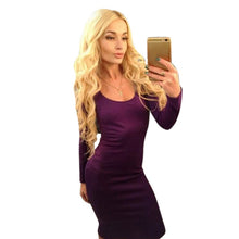 Women Sexy Bodycon Bandage Dress Backless Drawstring Hip Wrap Long Sleeve Dresses J4U66