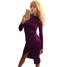 Women Sexy Bodycon Dress Pullover Long Sleeve Jumper Slim Party Dresses 3 Colors J4U66