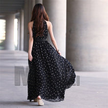 Sexy Boho Long Maxi Evening Party Chiffon Dress Sleeveless Polka Dot Dresses J4U66