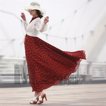 women sexy boho long maxi evening party chiffon dress sleeveless polka dot dresses J4U66