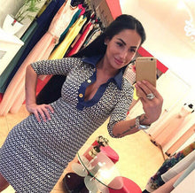 women sexy club dress deep v neck plaid print 3/4 sleeve bodycon dress button front mini office dress vestidos white J4U66