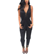 Women Sexy Deep V Zip Fashion Sweet Sexy Casual Vogue Slim Fit Clubwear Long Full Jumpsuit Trousers Pants Playsuit Romper J4U66