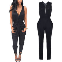 Women Sexy Deep V Zip Fashion Sweet Sexy Casual Vogue Slim Fit Clubwear Long Full Jumpsuit Trousers Pants Playsuit Romper J4U66