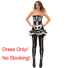 women sexy halloween strapless bandage dress human skeleton costume zombie backless off shoulder bodycon party dresses vestidos J4U66