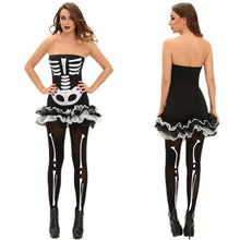 women sexy halloween strapless bandage dress human skeleton costume zombie backless off shoulder bodycon party dresses vestidos J4U66