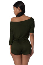 women sexy jumpsuits slash neck off shoulder rompers three quarter sleeve bodysuit casual sexy playsuit bodysuit clubwear J4U66