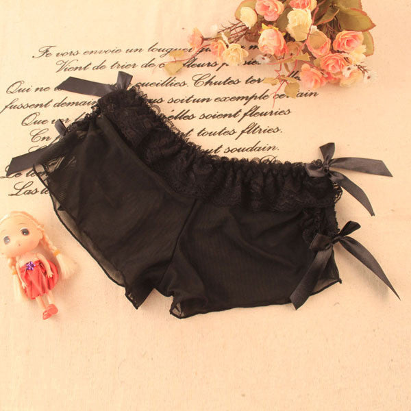 Sexy Lace Boxer Briefs Bow-knot See Through Lingerie Underwear Panties Knickers J4U66