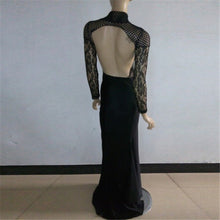 Women Sexy Lined Long Sleeve Dress Backless Party Evening Elegant Ladies Fomal Gown Ball Dress  J4U66