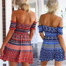 Sexy Straplesini Dress Off-Shoulder Beach Club Print Party BallJFY66