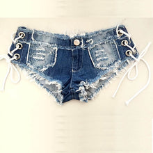 Sexy jeans denim shorts cotton lace-up Sexy super Hole Button short pants Skinny super short jeans J4U66