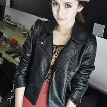 women slim biker motorcycle jackets pu leather punk rock zipper jacket coat outerwear on J4U66