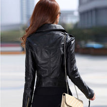 women slim biker motorcycle jackets pu leather punk rock zipper jacket coat outerwear on J4U66