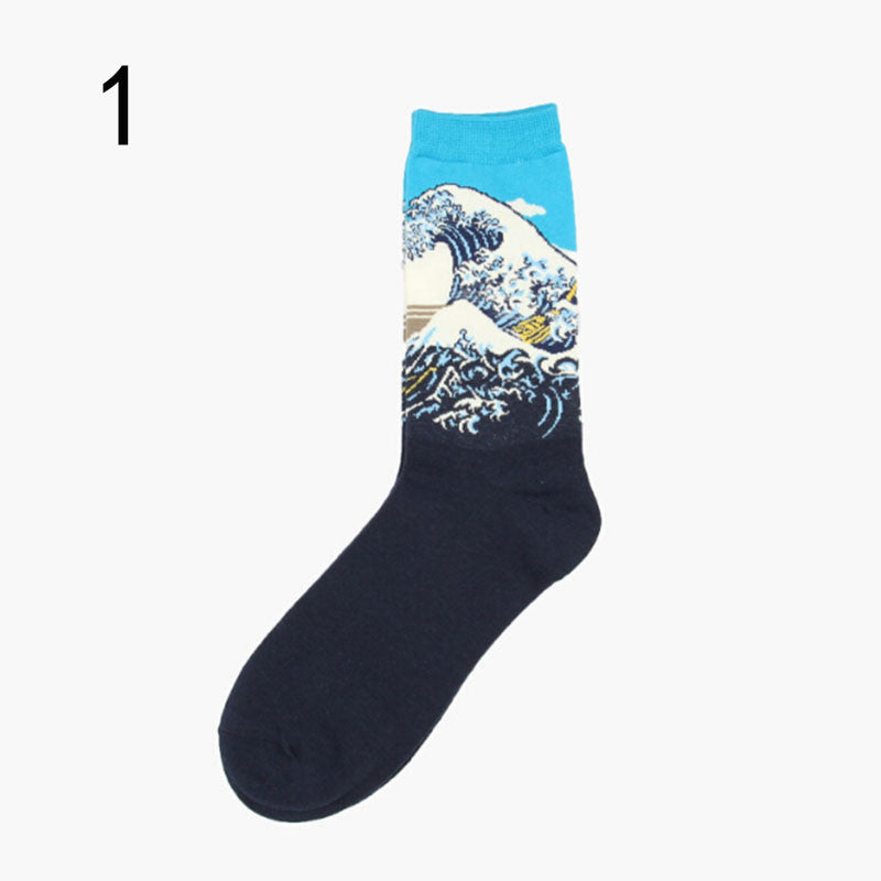 Women Socks Van ogh Mural Art Harajuku Street Graffiti Lovely Cotton Socks 19 Patterns  J4U66