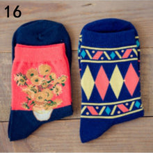 Women Socks Van ogh Mural Art Harajuku Street Graffiti Lovely Cotton Socks 19 Patterns  J4U66