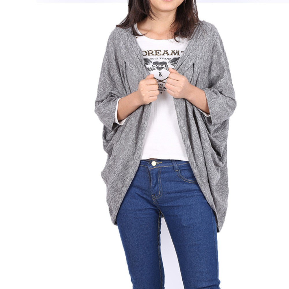 Soft Casual Oversized Bat Sleeve Sweater Coat Polyamide Cardigan Jacket P16 J4U66