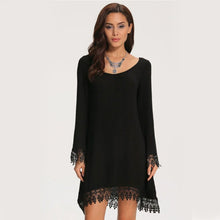 Women Soft Tassel Boho Long Sleeve Loose Dress Casual Jumper Party Mini Dresses J4U66