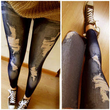 women stretchy skinny jeggings vintage distressed tights denim jeans slim pants J4U66