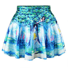women 3d printed short mini high waist skirt flared pleated skirts womens J4U66