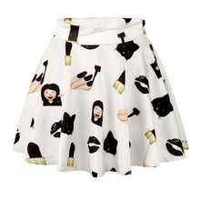 women 3d printed short mini high waist skirt flared pleated skirts womens J4U66