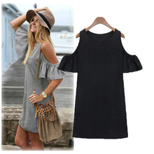 women beach dresses off shoulder butterfly sleeve robe femme mini dress woman clothes black grey J4U66