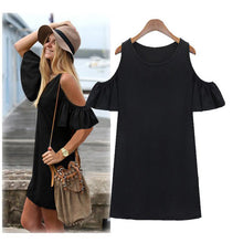 women beach dresses off shoulder butterfly sleeve robe femme mini dress woman clothes black grey J4U66