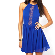 Women Casual Sleeveless Lace Party Dress Beach Sundress Color Blue Yellow J4U66