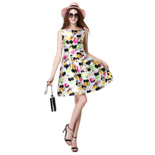 women dress sweetheart print o neck sleeveless sexy dress back zipper lining a line elegant dress J4U66