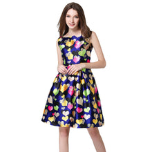 women dress sweetheart print o neck sleeveless sexy dress back zipper lining a line elegant dress J4U66