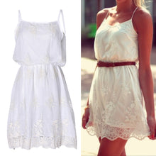 Women Dress White Lace Sleeveless Casual Mini Dress J4U66