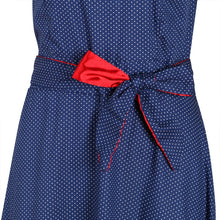 women dresses casual short sleeve o neck blue a line polka dot dress with sashes womens clothing plus size J4U66