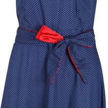 Dresses Casual Short Sleeve O-Neck Blue A-Line Polka Dot Dress With SashesWomen's Clothing Plus Size J4U66