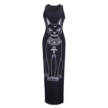 Women Sexy Casual Boho Long Maxi Beach Dress cartoons Cat Sundress J4U66