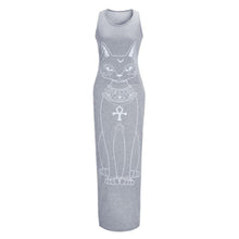 Women Sexy Casual Boho Long Maxi Beach Dress cartoons Cat Sundress J4U66