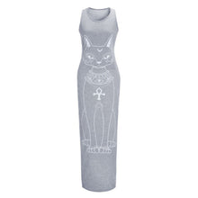 Women Sexy Casual Boho Long Maxi Beach Dress cartoons Cat Sundress J4U66
