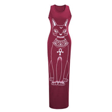 Women Sexy Casual Boho Long Maxi Beach Dress cartoons Cat Sundress J4U66