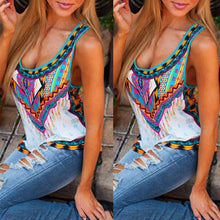 Women Sexy Sleeveless Ethnic Printed Vest Tops&Tees Boho Blouse Casual Tanks&Camis Shirts Loose Casual Blouse Tops Blusas J4U66