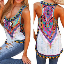Women Sexy Sleeveless Ethnic Printed Vest Tops&Tees Boho Blouse Casual Tanks&Camis Shirts Loose Casual Blouse Tops Blusas J4U66