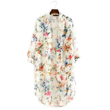 Women Shirt Chiffon Kimono Cardigan Floral Printed Shawl Blouse Tops J4U66