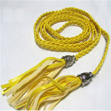 Women Thin Long PU Leather Woven Belt Tassel Clothing Waist Strap Braided Belt P16 J4U66