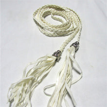 Women Thin Long PU Leather Woven Belt Tassel Clothing Waist Strap Braided Belt P16 J4U66