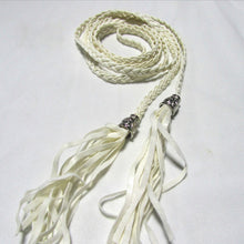 Women Thin Long PU Leather Woven Belt Tassel Clothing Waist Strap Braided Belt P16 J4U66